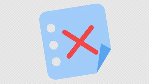 Error checklist cartoon animation. Unsuccessful task symbol. Rejected checkmark Stock Footage 300852545