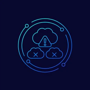 Error in a cloud service icon, linear design Stock Illustration