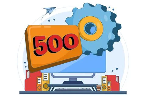 Error code concept 500 Internal Server Error. Equipment with Status Code 500. Stock Illustration