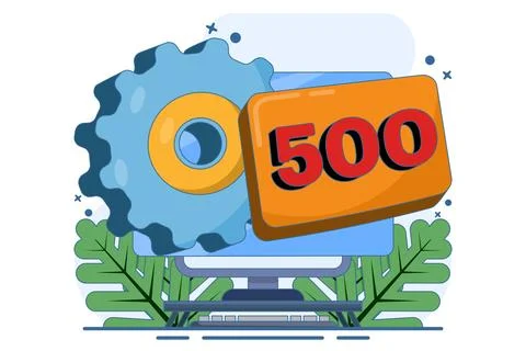 Error code concept 500 Internal Server Error. Equipment with Status Code 500. Stock Illustration