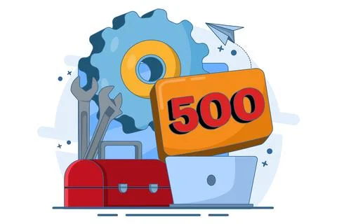 Error code concept 500 Internal Server Error. Equipment with Status Code 500. Stockillustratie