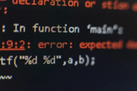 Error code on a screen. Programming language. Stock Photos