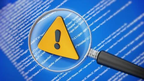 Error in computer software code. 3D illustration Stock Illustration