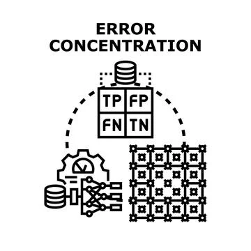 Error concentration in machine learning data analysis Stock Illustration