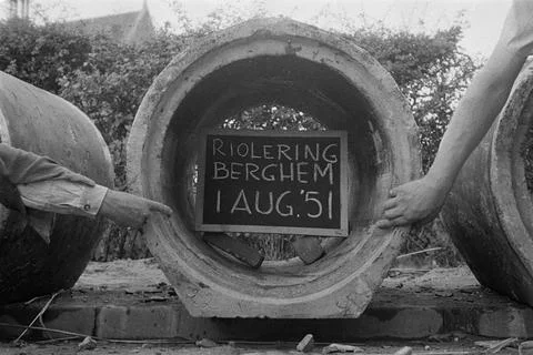 Error constructed sewerage. August 1951. Berghem Stock Photos