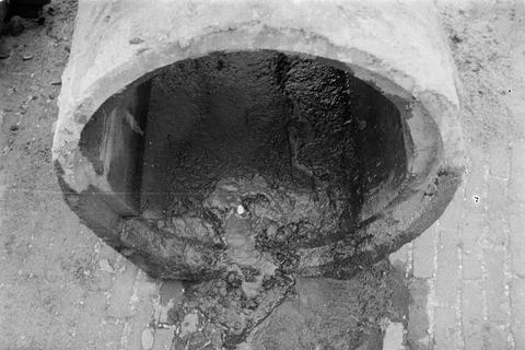 Error constructed sewerage. August 1951. Berghem Stock Photos