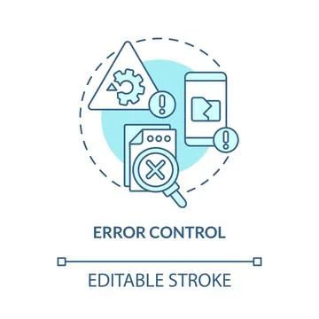 Error control turquoise concept icon Stock Illustration