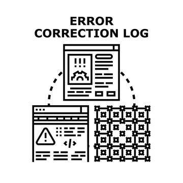 Error correction log for data debugging concept Stock Illustration