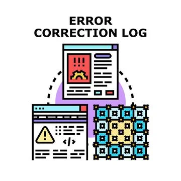 Error correction log for data debugging concept Stock Illustration