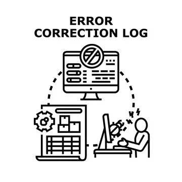 Error correction log debugging system process 库存插图