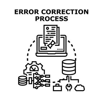 Error correction process illustrating data analysis workflow Stock Illustration