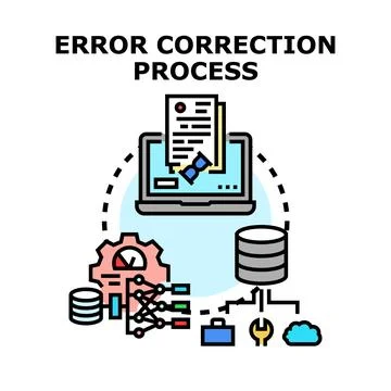 Error correction process illustrating data analysis workflow イラスト素材
