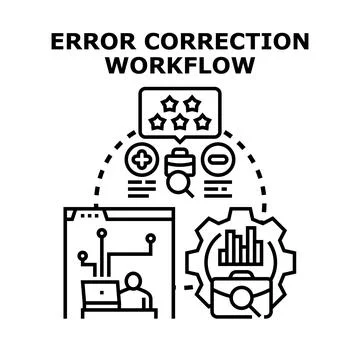 Error correction workflow managing business process improvement Stockillustratie