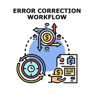 Error correction workflow optimizing financial business process 库存插图
