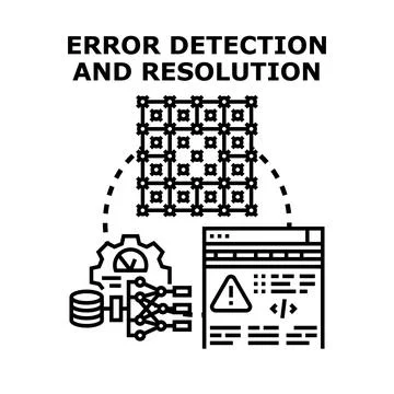 Error detection and resolution in software development Stock Illustration