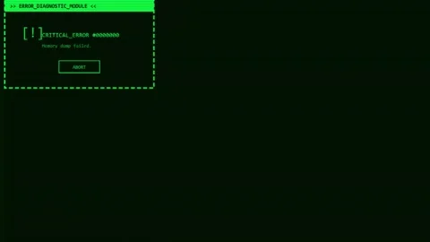 Error diagnostic module critical error memory dump failed interface footage Video stock 342725179
