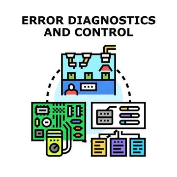 Error diagnostics control system detecting circuit problems Stock Illustration