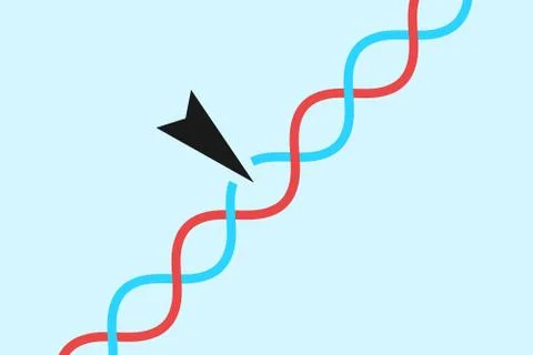 Error of DNA - Double helix is damaged and broken by alien and extraneous obj Stock Illustration