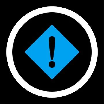 Error flat blue and white colors rounded vector icon Stock Illustration