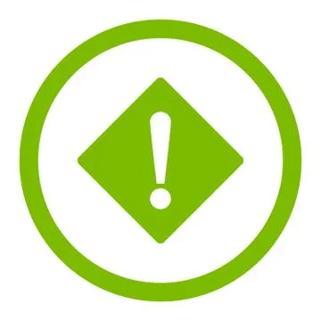 Error flat eco green color rounded vector icon Stock Illustration