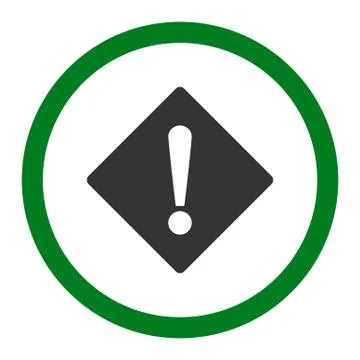 Error flat green and gray colors rounded vector icon Stock Illustration