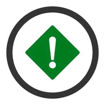 Error flat green and gray colors rounded vector icon Illustrazione stock
