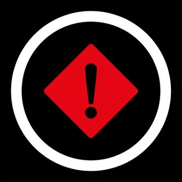 Error flat red and white colors rounded vector icon Stock Illustration