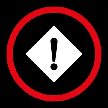 Error flat red and white colors rounded vector icon Stock Illustration