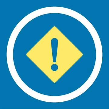 Error flat yellow and white colors rounded vector icon Stock Illustration