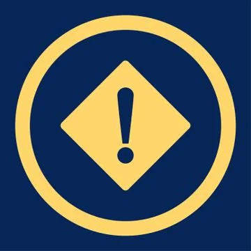 Error flat yellow color rounded vector icon Illustrazione stock