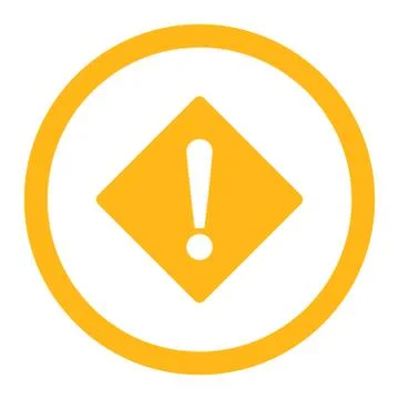 Error flat yellow color rounded vector icon 스톡 일러스트