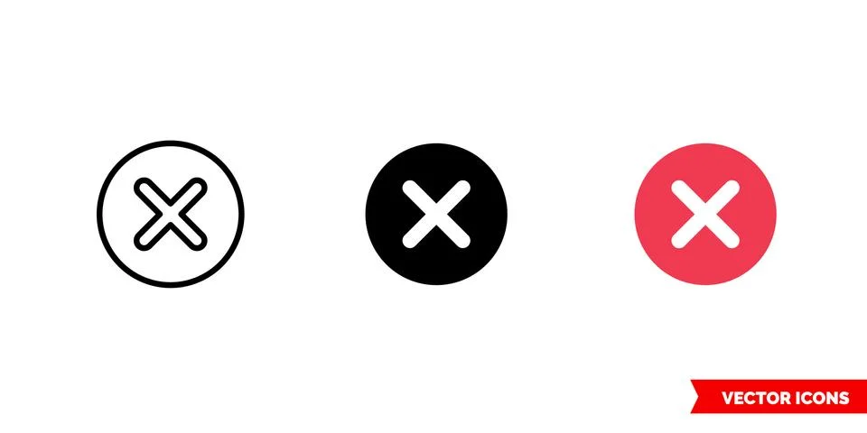 Error icon of 3 types color, black and white, outline. Isolated vector sign s Ilustración de archivo