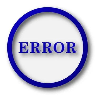 Error icon. Blue internet button on white background.. Illustrazione stock