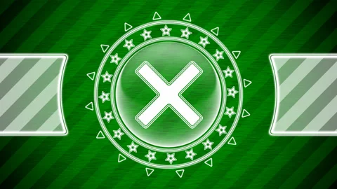 Error icon in circle shape and green striped background. Illustration. Stock Footage 130472978