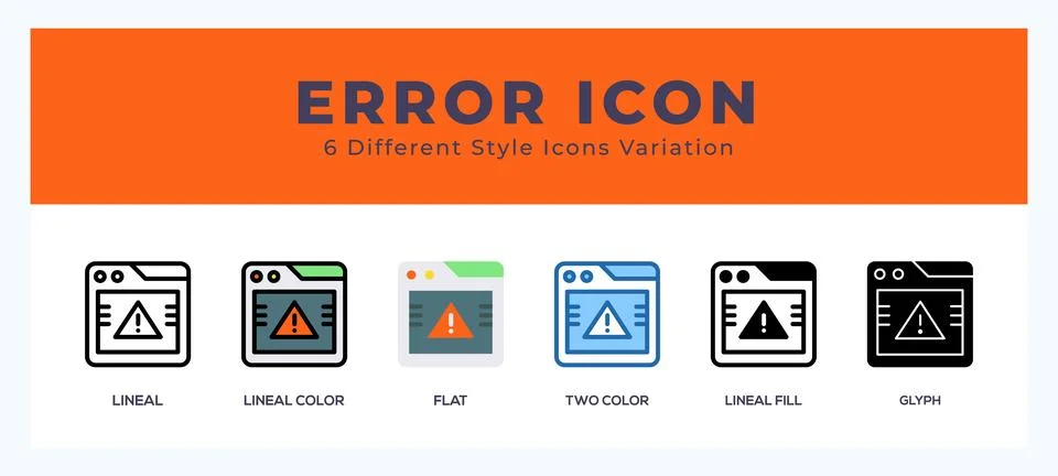 Error icon in filled. thin line. outline stroke and flat style. Stock Illustration