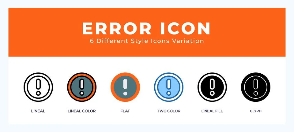Error icon in filled. thin line. outline stroke and flat style. Stock Illustration