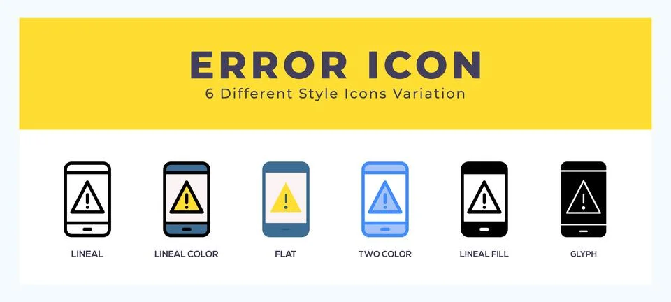 Error icon set. vector illustration. Ilustración de archivo