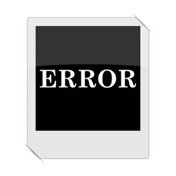 Error icon within a photo on white background. Stock Illustration