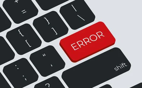 Error keyboard keys button close-up, internet concept. Keyboard keys icon button Stock Illustration