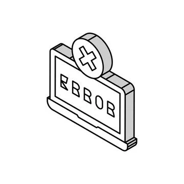 Error on laptop display isometric icon vector illustration Stock Illustration