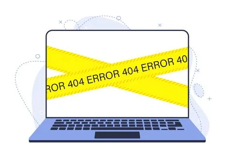 An error on the laptop screen. Broken device needs repair illustration. Stock Illustration