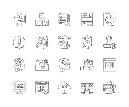Error line icons, signs, vector set, outline illustration concept Illustrazione stock