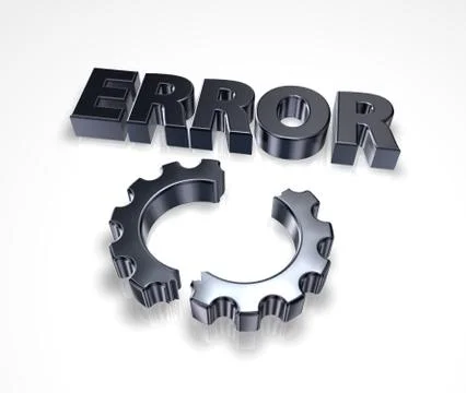 Error message and broken cogwheel - 3d illustration Stock-Illustration