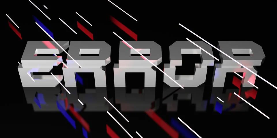 Error message on black background and neon light laser light 3d illustration Stock Illustration