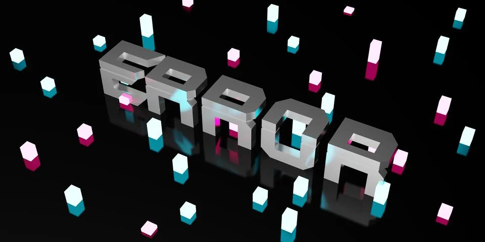 Error message on black background and neon light laser light 3d illustration Stock Illustration