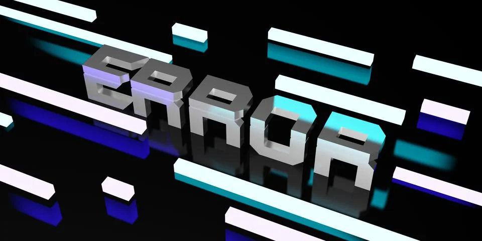 Error message on black background and neon light laser light 3d illustration Stock Illustration