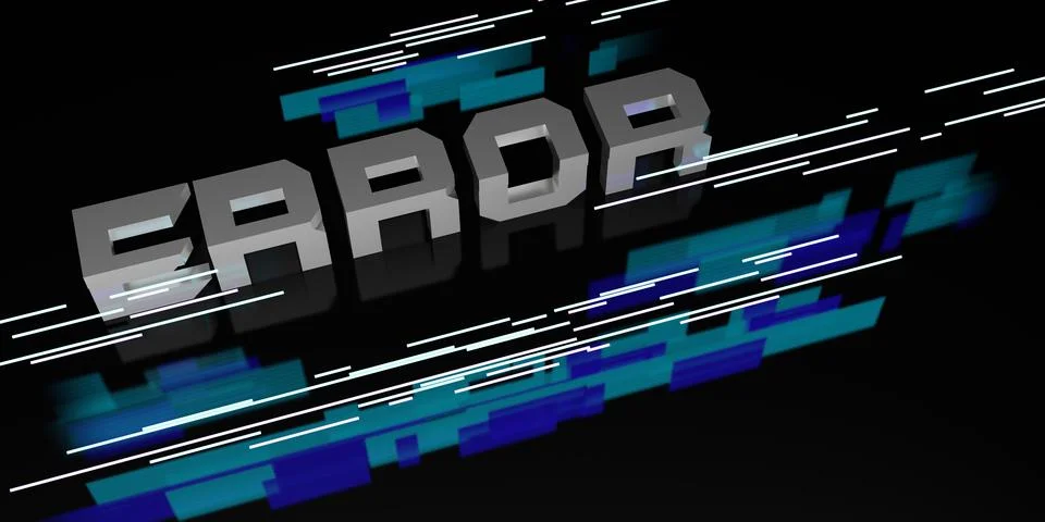 Error message on black background and neon light laser light 3d illustration Stock Illustration