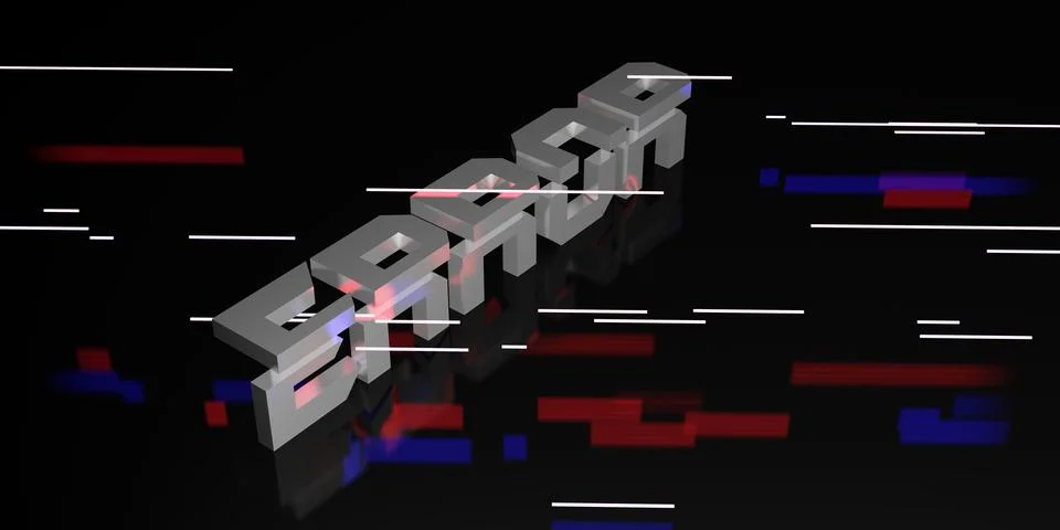 Error message on black background and neon light laser light 3d illustration Stock Illustration