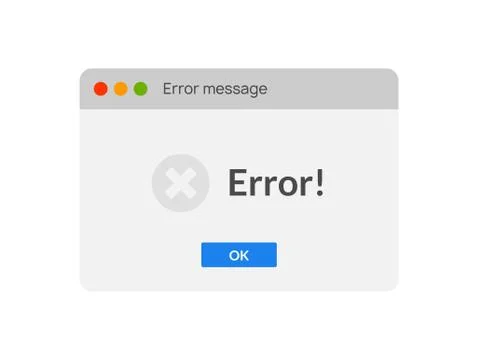 Error message computer window alert popup. System error vector icon failure pc Stock Illustration
