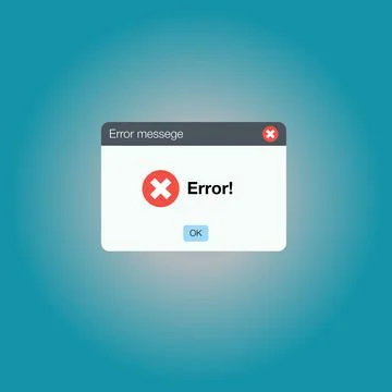 Error message computer window alert popup. Illustrazione stock